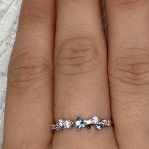 Antian Accessories™ 925 Sterling Silver Star & Blue CZ Ring - Size 7